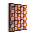 Orange Ying yang Checkered Print Framed Canvas Print Gallery Image 2
