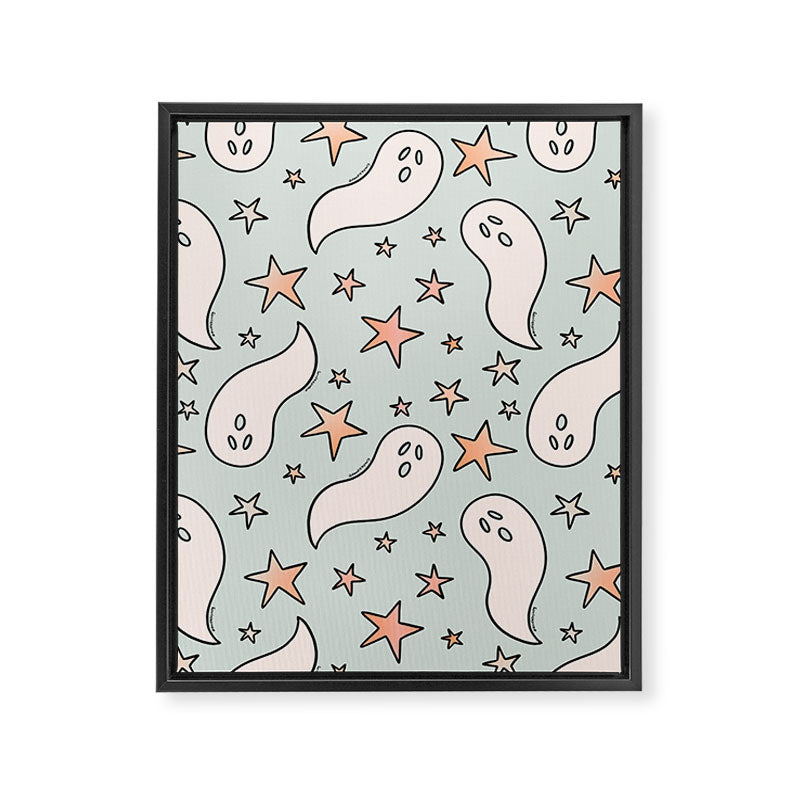 Pastel Ghost Print in Blue Framed Canvas Print Gallery Image 8