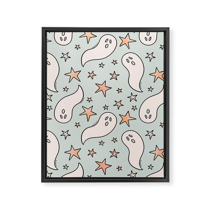 Pastel Ghost Print in Blue Framed Canvas Print Gallery Image 1