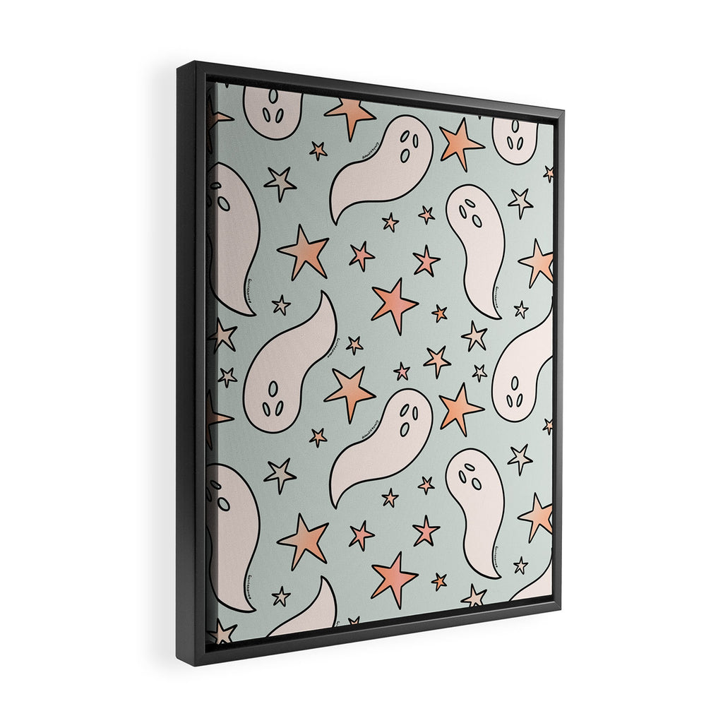 Pastel Ghost Print in Blue Framed Canvas Print Gallery Image 2