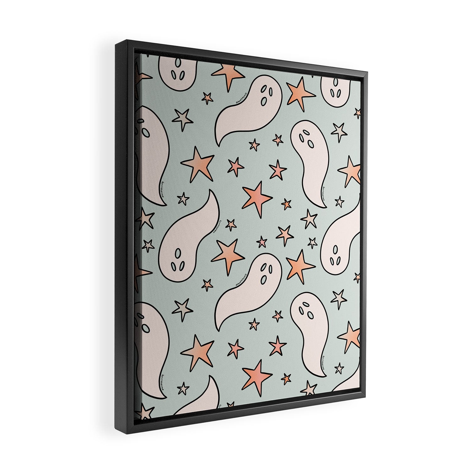 Pastel Ghost Print in Blue Framed Canvas Print Gallery Image 2