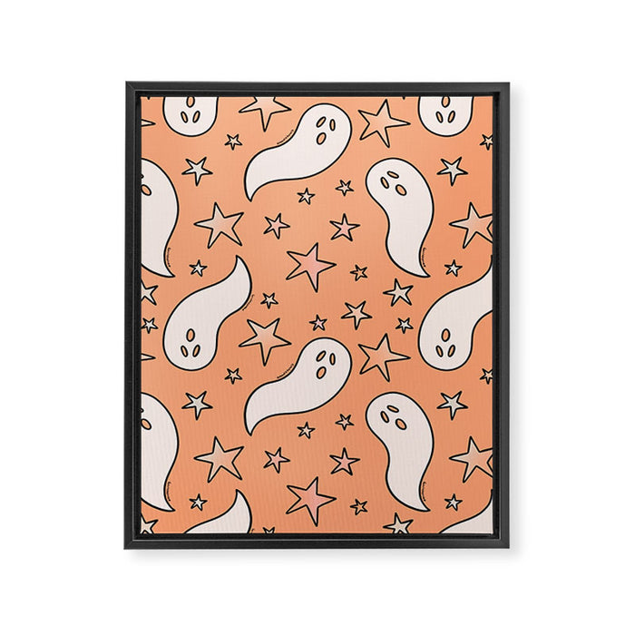 Pastel Ghost Print in Peach Framed Canvas Print Gallery Image 1