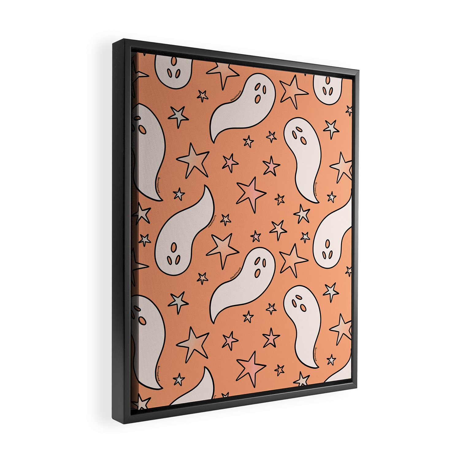 Pastel Ghost Print in Peach Framed Canvas Print Gallery Image 2