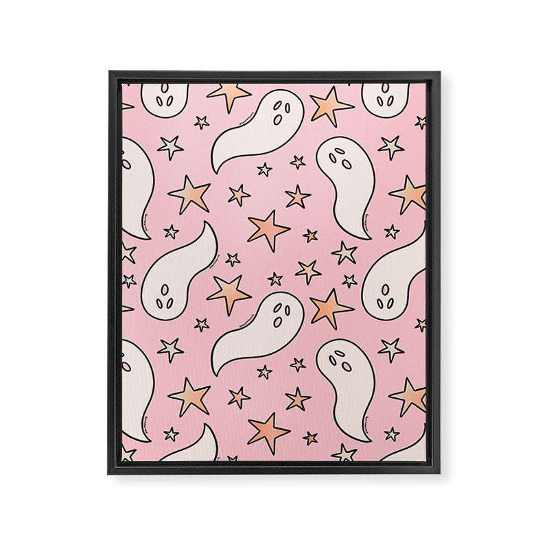 Pastel Ghost Print in Pink Framed Canvas Print Gallery Image 8