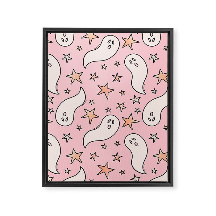 Pastel Ghost Print in Pink Framed Canvas Print Gallery Image 1