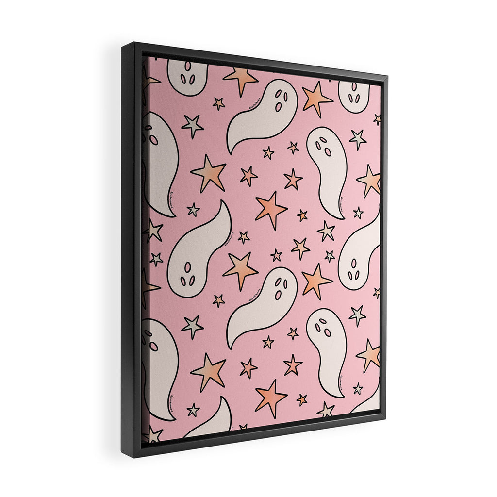 Pastel Ghost Print in Pink Framed Canvas Print Gallery Image 2