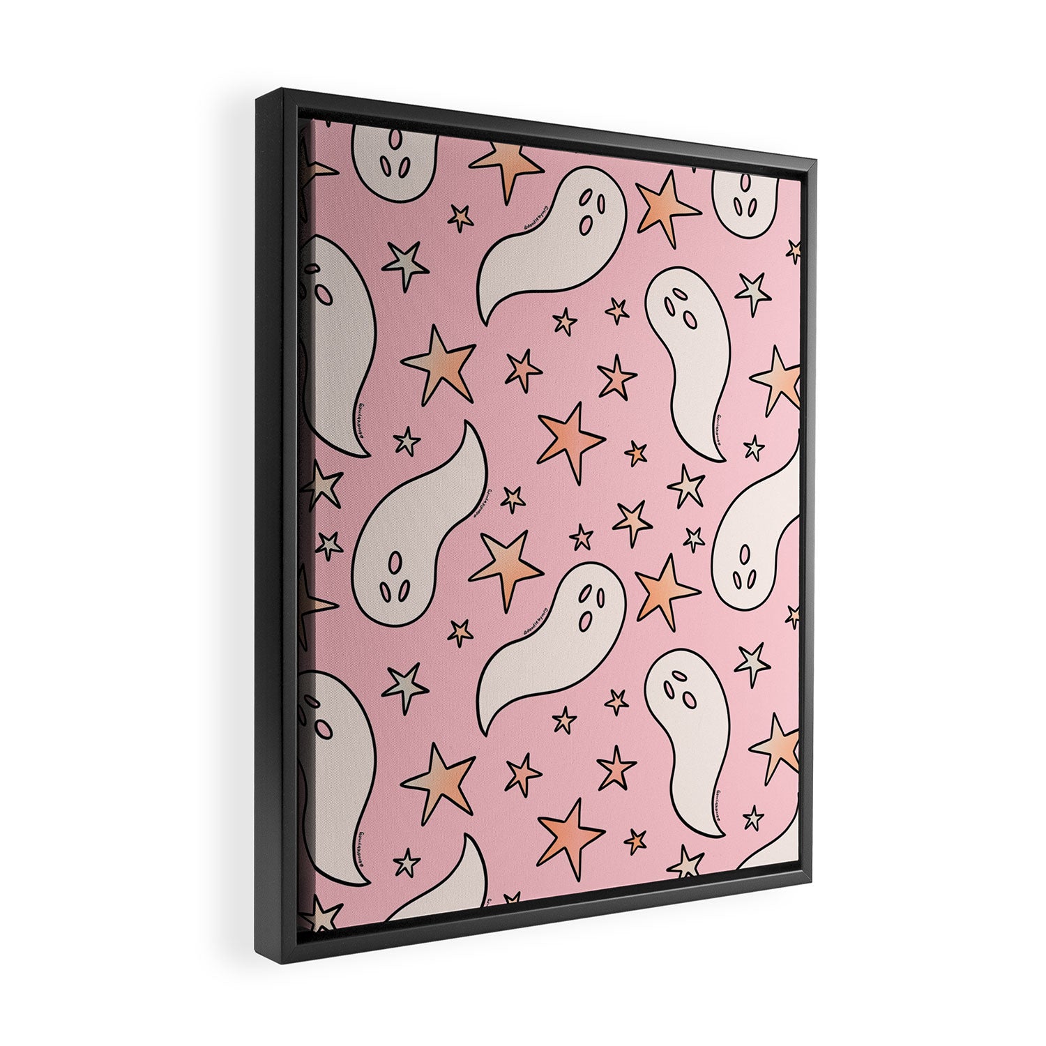 Pastel Ghost Print in Pink Framed Canvas Print Gallery Image 2