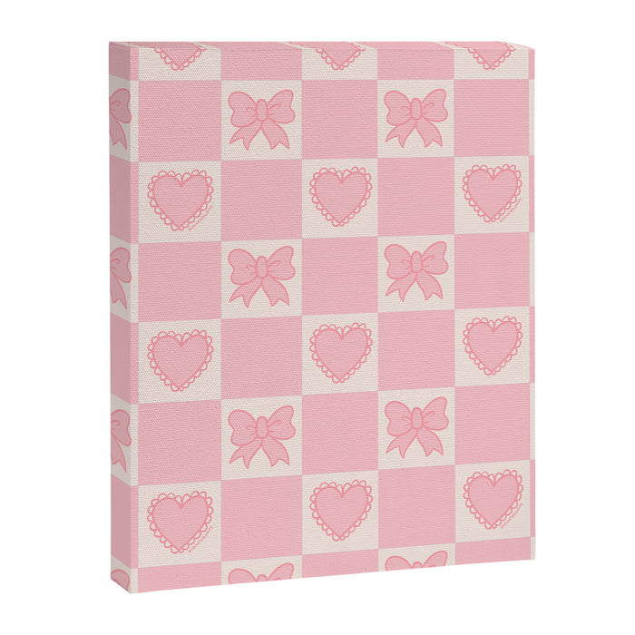 Pink Bow Checkered Print Canvas Print Gallery Image 1