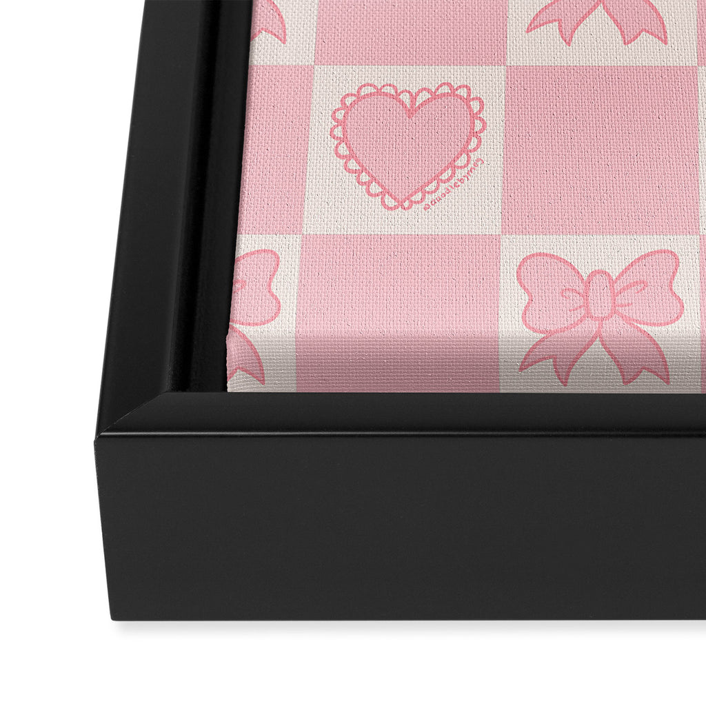 Pink Bow Checkered Print Framed Canvas Print Gallery Image 3