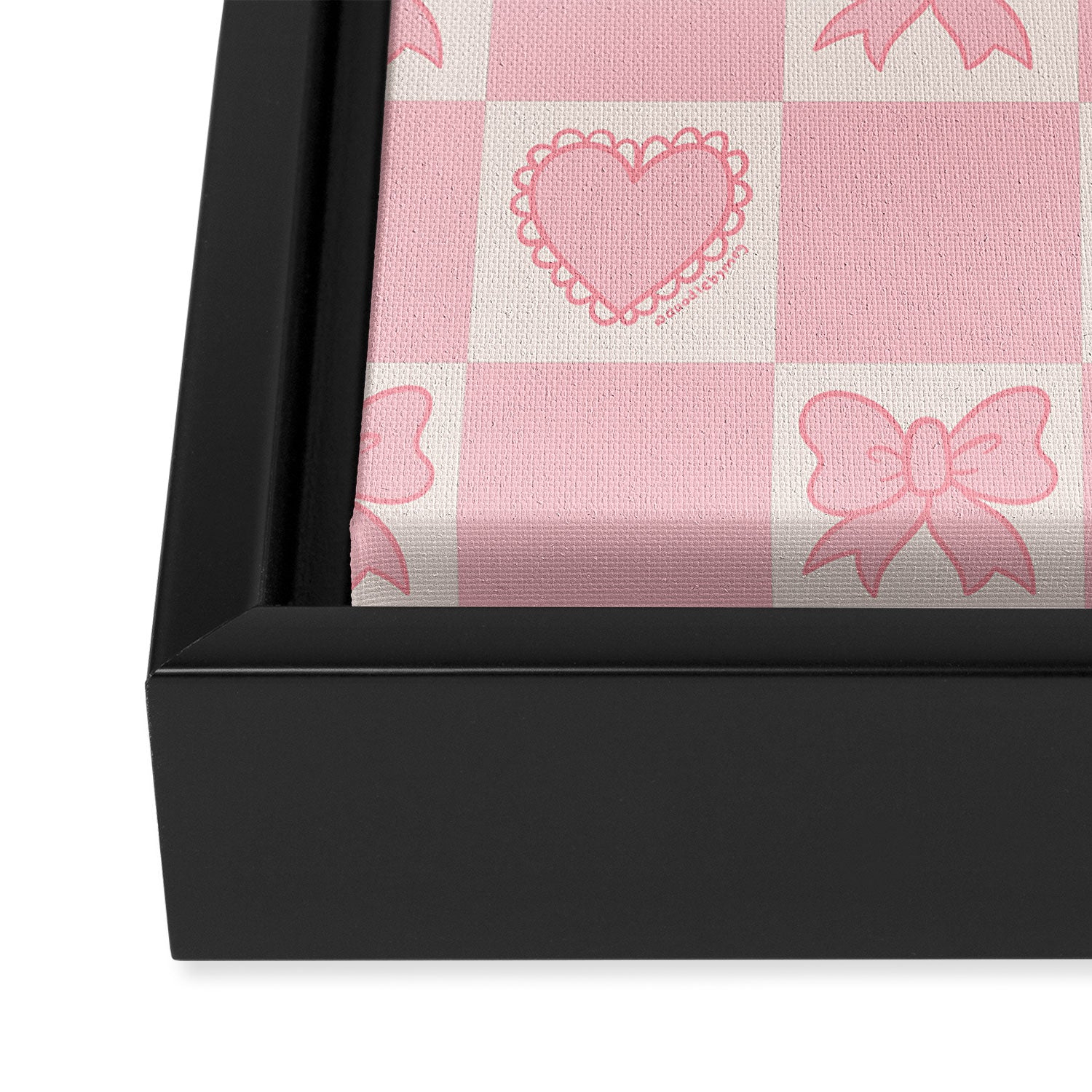 Pink Bow Checkered Print Framed Canvas Print Gallery Image 3