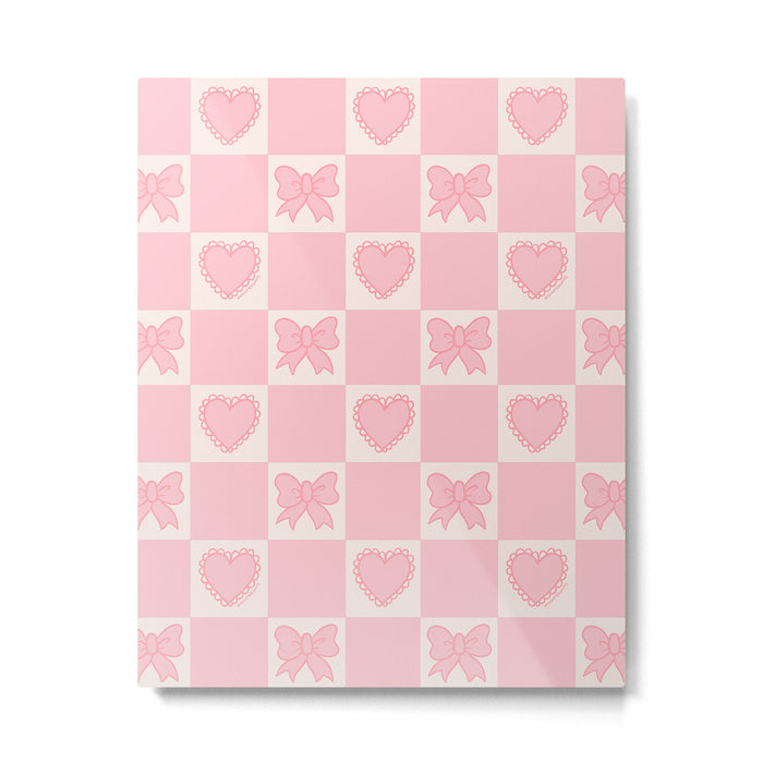 Pink Bow Checkered Print Metal Print Gallery Image 1