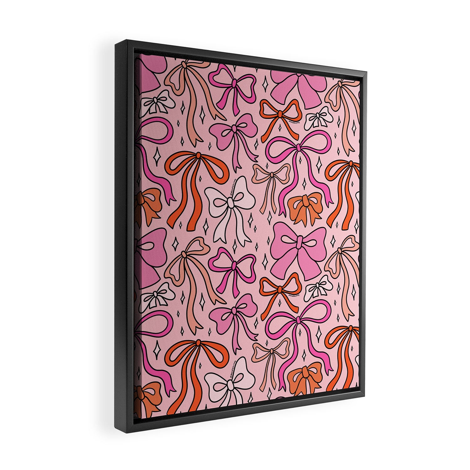 Pink Bow Print Framed Canvas Print Gallery Image 2