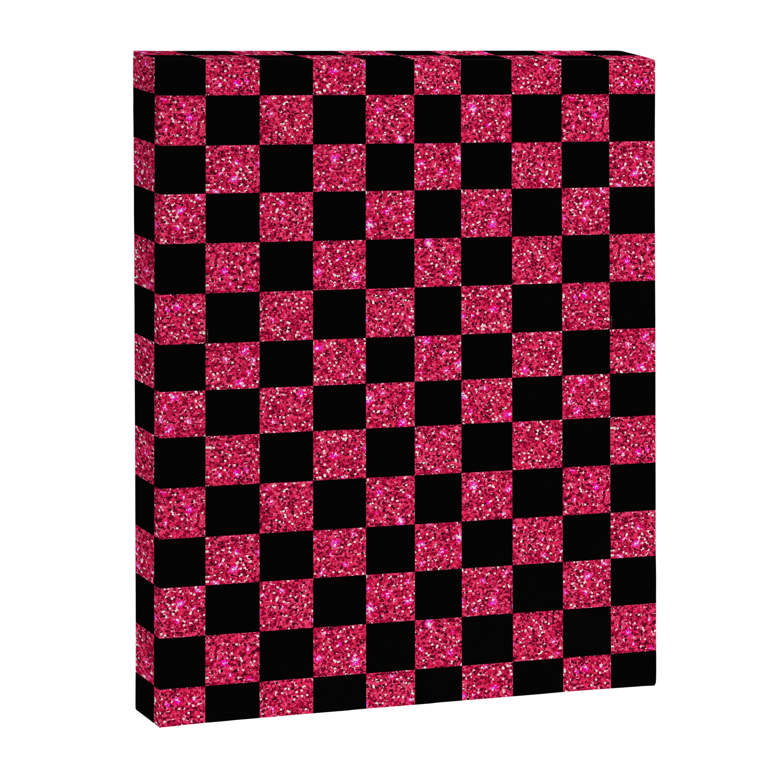 Pink Glitter Checkered Print in Black Canvas Print Gallery Image 8