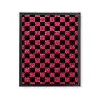 Pink Glitter Checkered Print in Black Framed Canvas Print Gallery Image 8