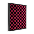 Pink Glitter Checkered Print in Black Framed Canvas Print Gallery Image 2