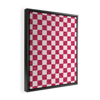Pink Glitter Checkered Print in Cream Framed Canvas Print Gallery Image 2