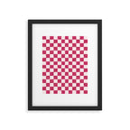 Pink Glitter Checkered Print in Cream Framed Art Print Gallery Image 6