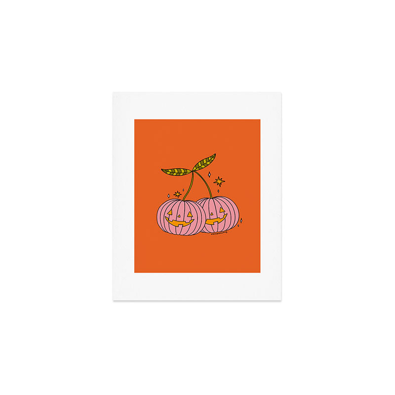 Pink Pumpkin Cherries Art Print Gallery Image 1