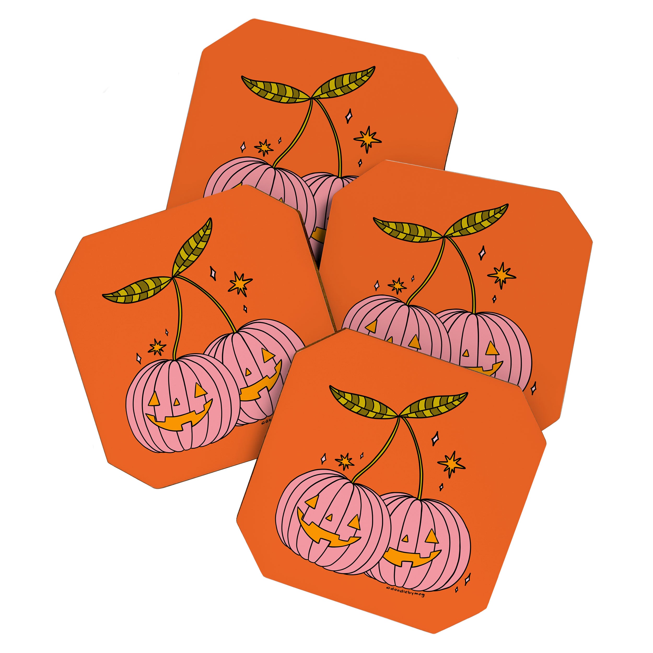 Pink Pumpkin Cherries Coaster Gallery Image 1
