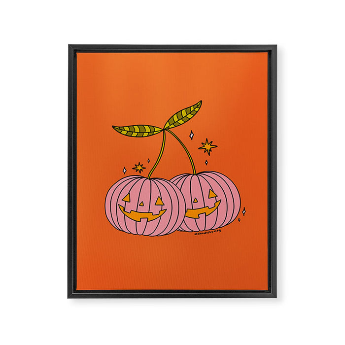 Pink Pumpkin Cherries Framed Canvas Print Gallery Image 1