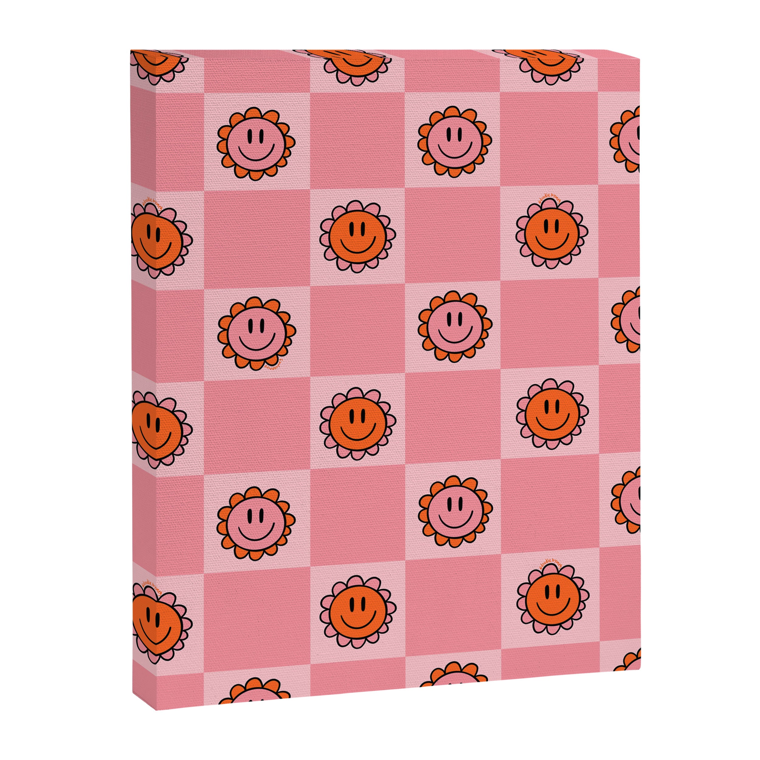 Pink Smiley Face Checkerboard Canvas Print Gallery Image 8