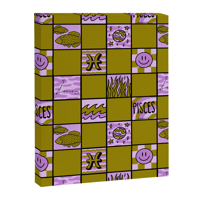 Pisces Checkered Print Canvas Print Gallery Image 1