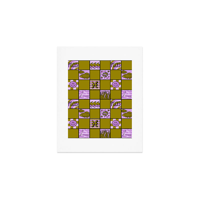 Pisces Checkered Print Art Print Gallery Image 1