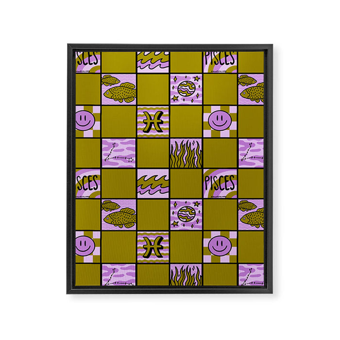 Pisces Checkered Print Framed Canvas Print Gallery Image 1