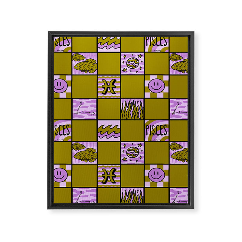 Pisces Checkered Print Framed Canvas Print Gallery Image 8
