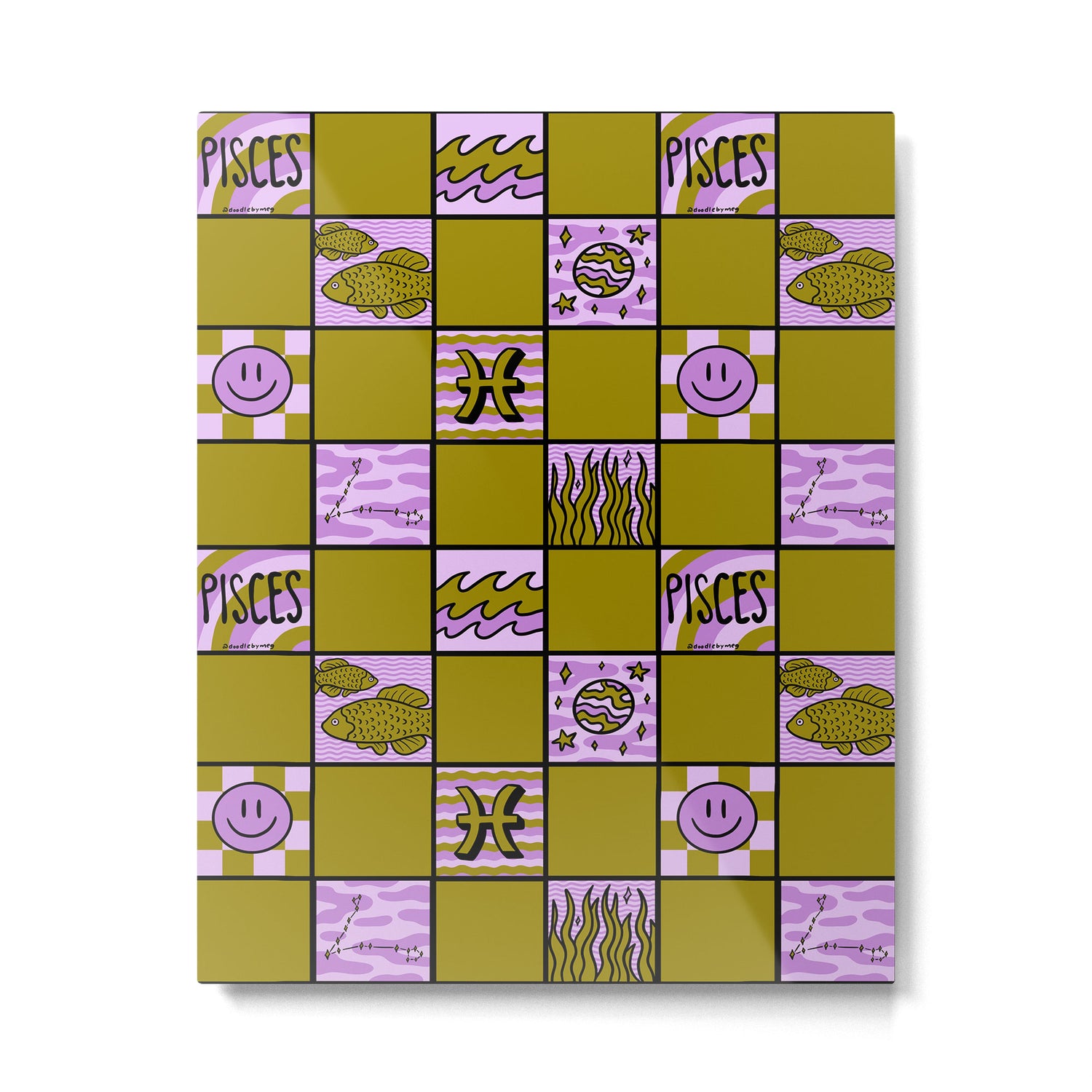 Pisces Checkered Print Metal Print Gallery Image 6