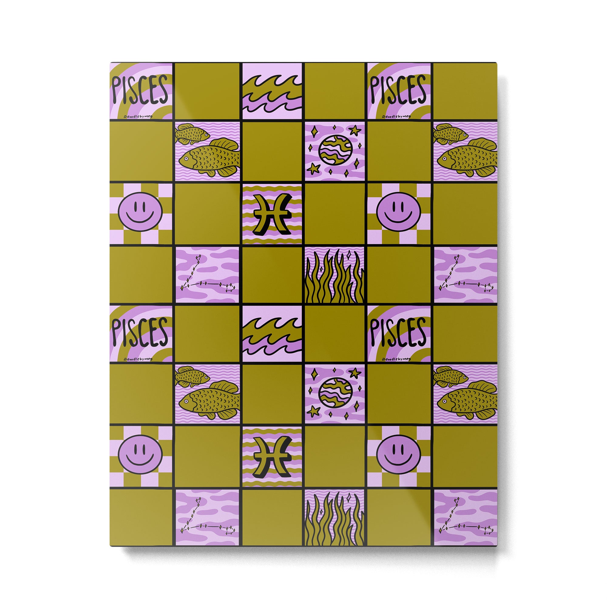 Pisces Checkered Print Metal Print Gallery Image 6