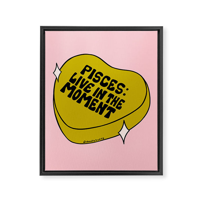Pisces Conversation Heart Framed Canvas Print Gallery Image 1
