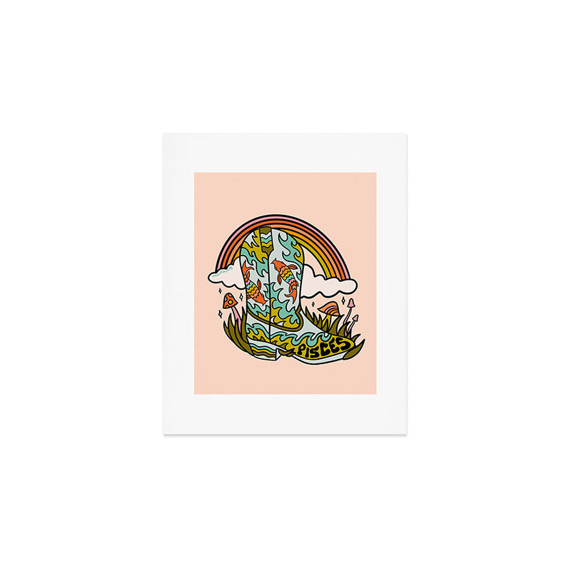 Pisces Cowboy Boots Art Print Gallery Image 1