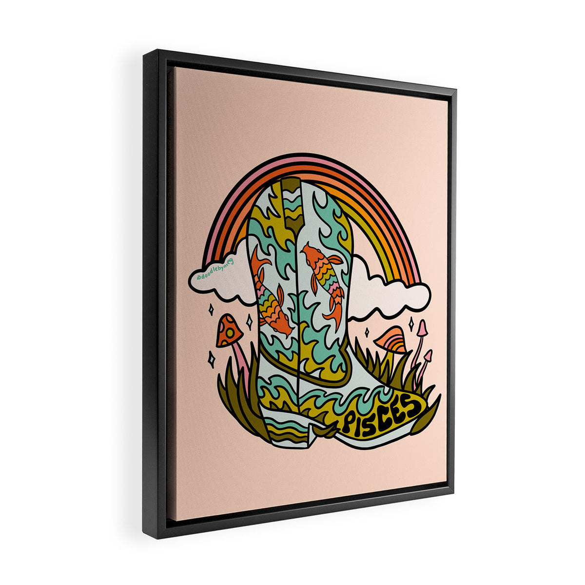 Pisces Cowboy Boots Framed Canvas Print Gallery Image 2