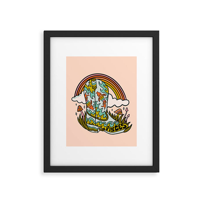 Pisces Cowboy Boots Framed Art Print Gallery Image 1
