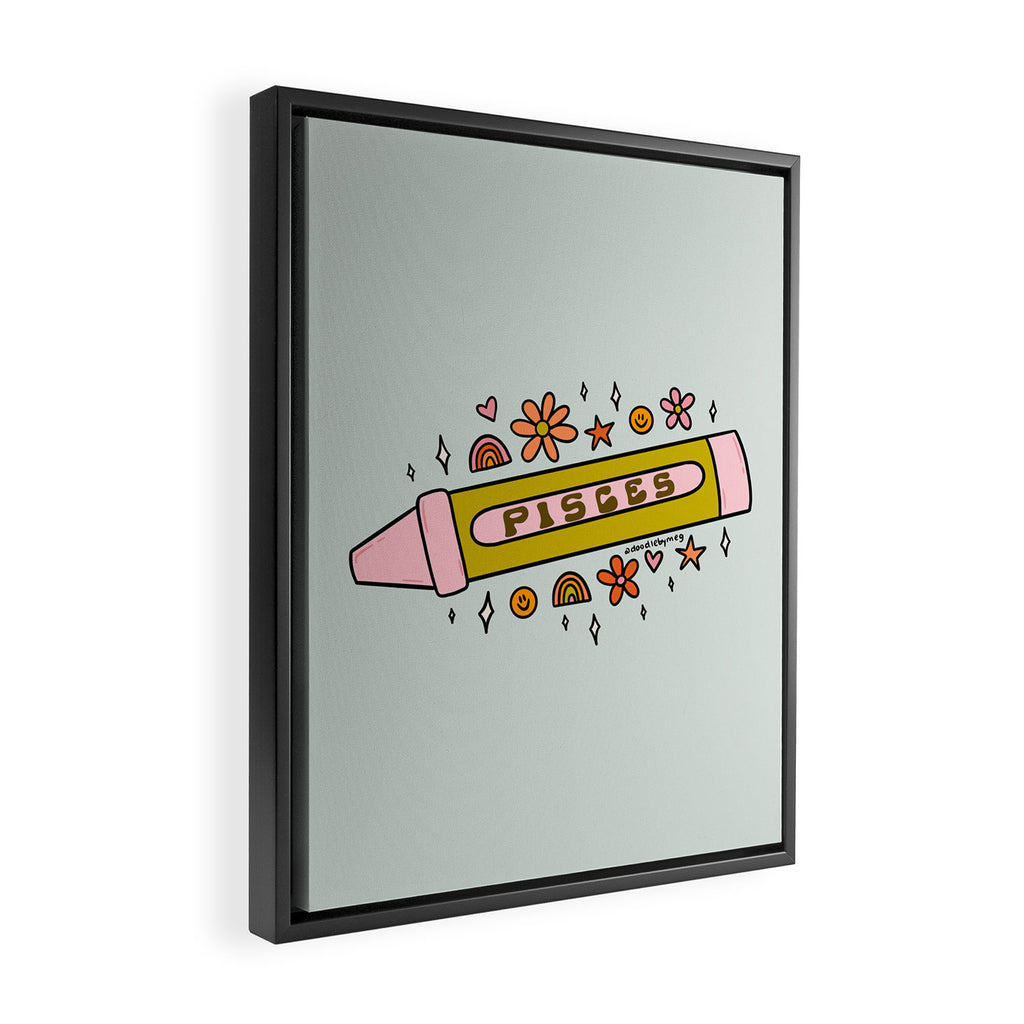 Pisces Crayon Framed Canvas Print Gallery Image 2