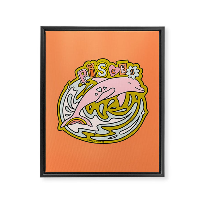 Pisces Dolphin Framed Canvas Print Gallery Image 1