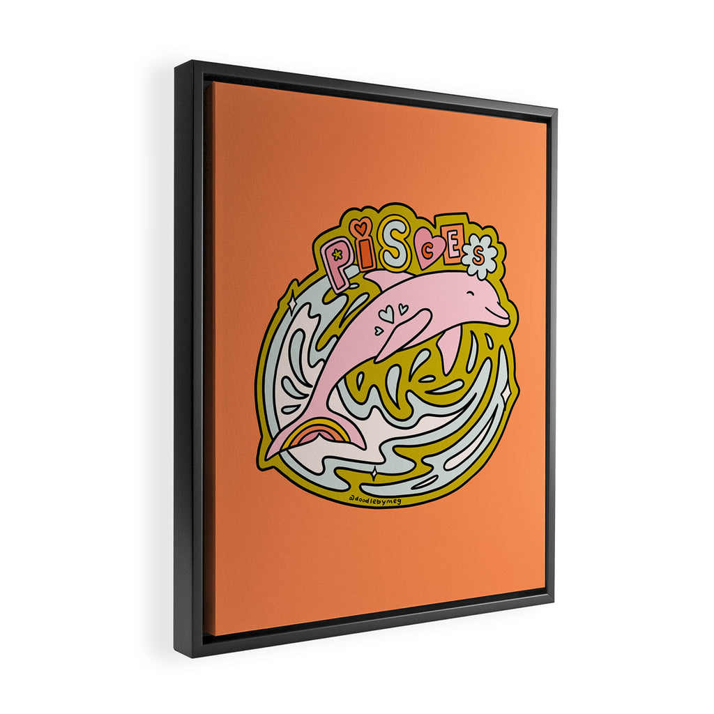 Pisces Dolphin Framed Canvas Print Gallery Image 2