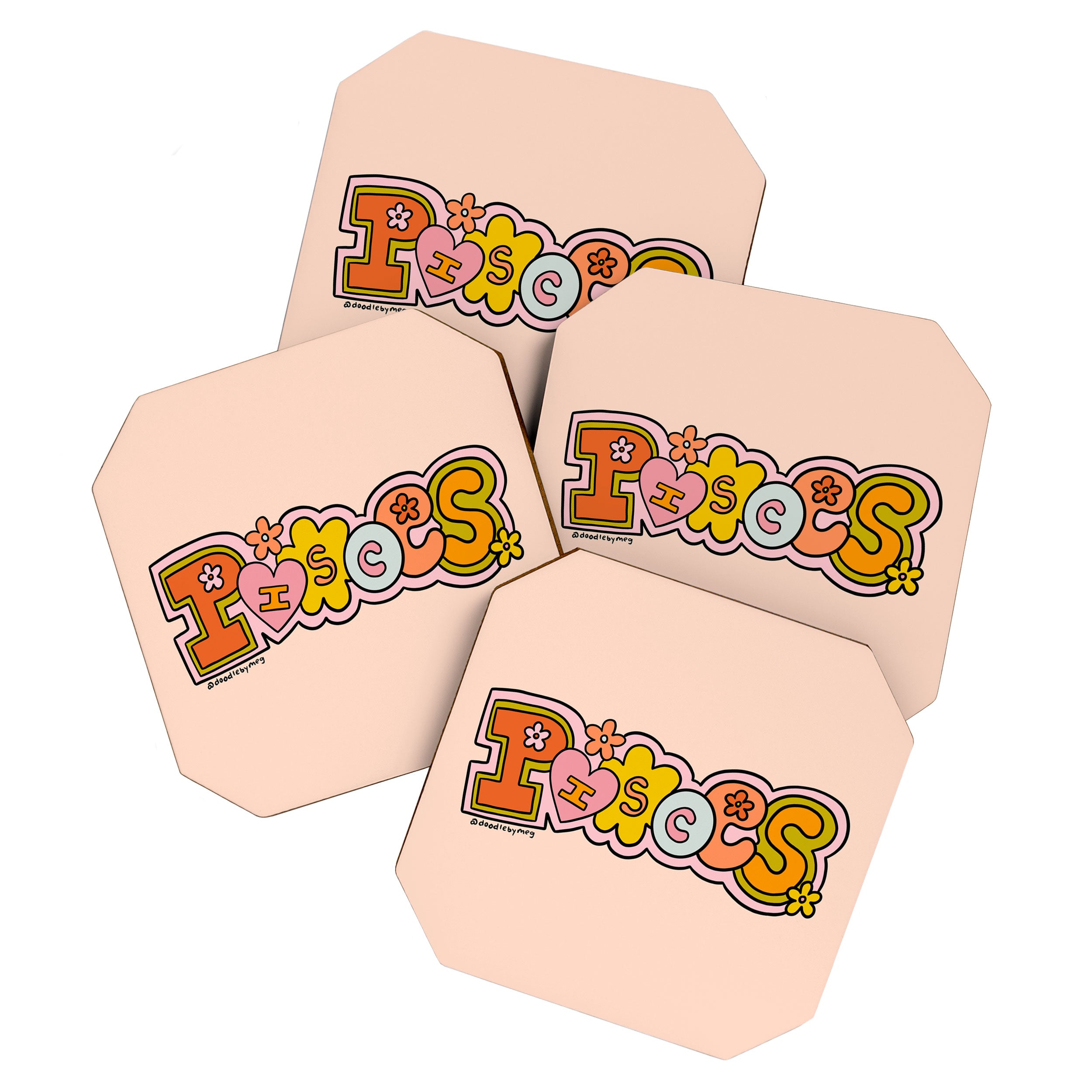Pisces Doodle Letters Coaster Gallery Image 1