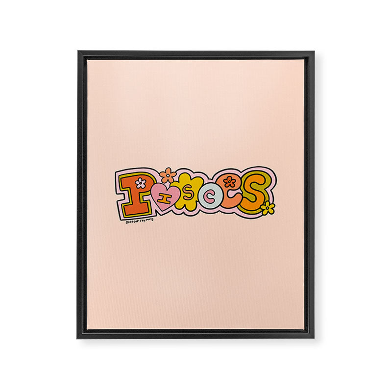 Pisces Doodle Letters Framed Canvas Print Gallery Image 8