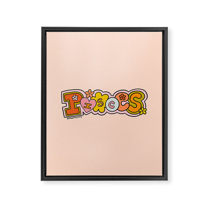 Pisces Doodle Letters Framed Canvas Print Gallery Image 1