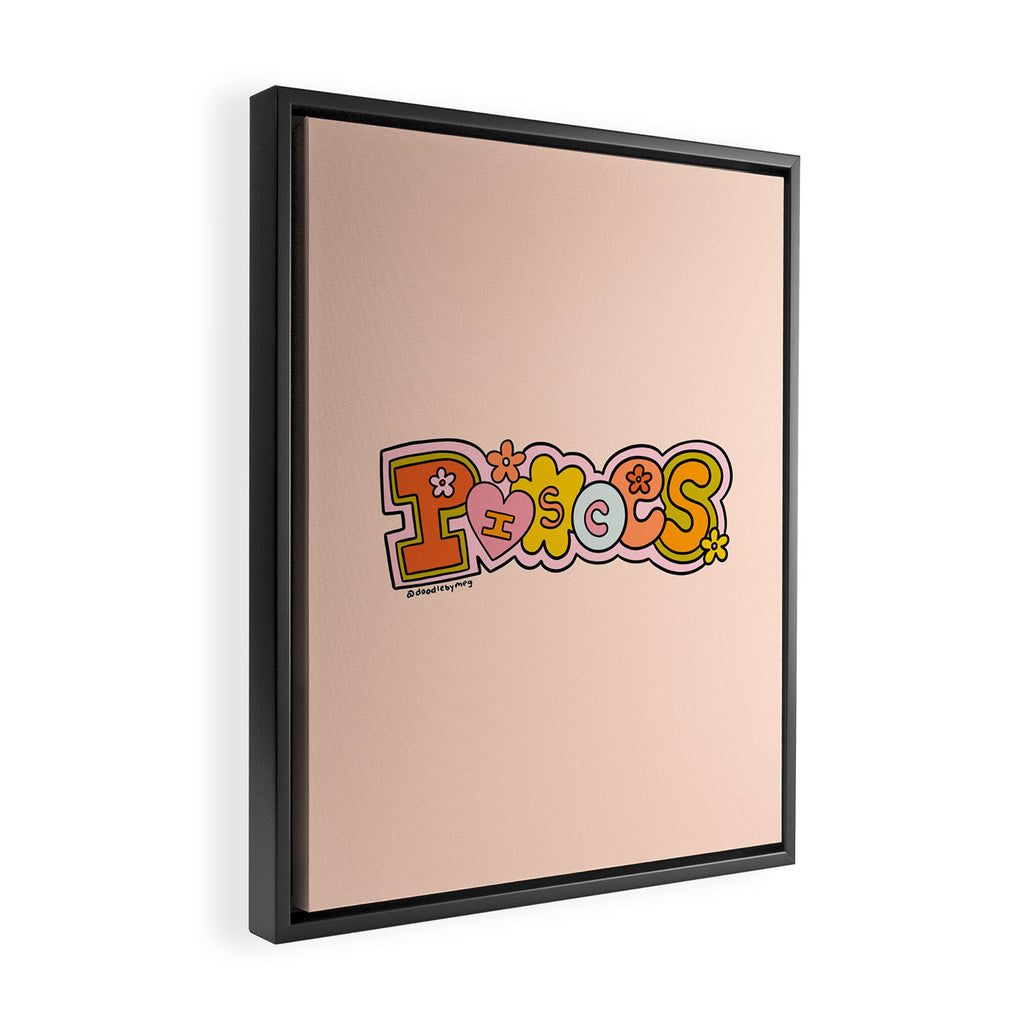 Pisces Doodle Letters Framed Canvas Print Gallery Image 2