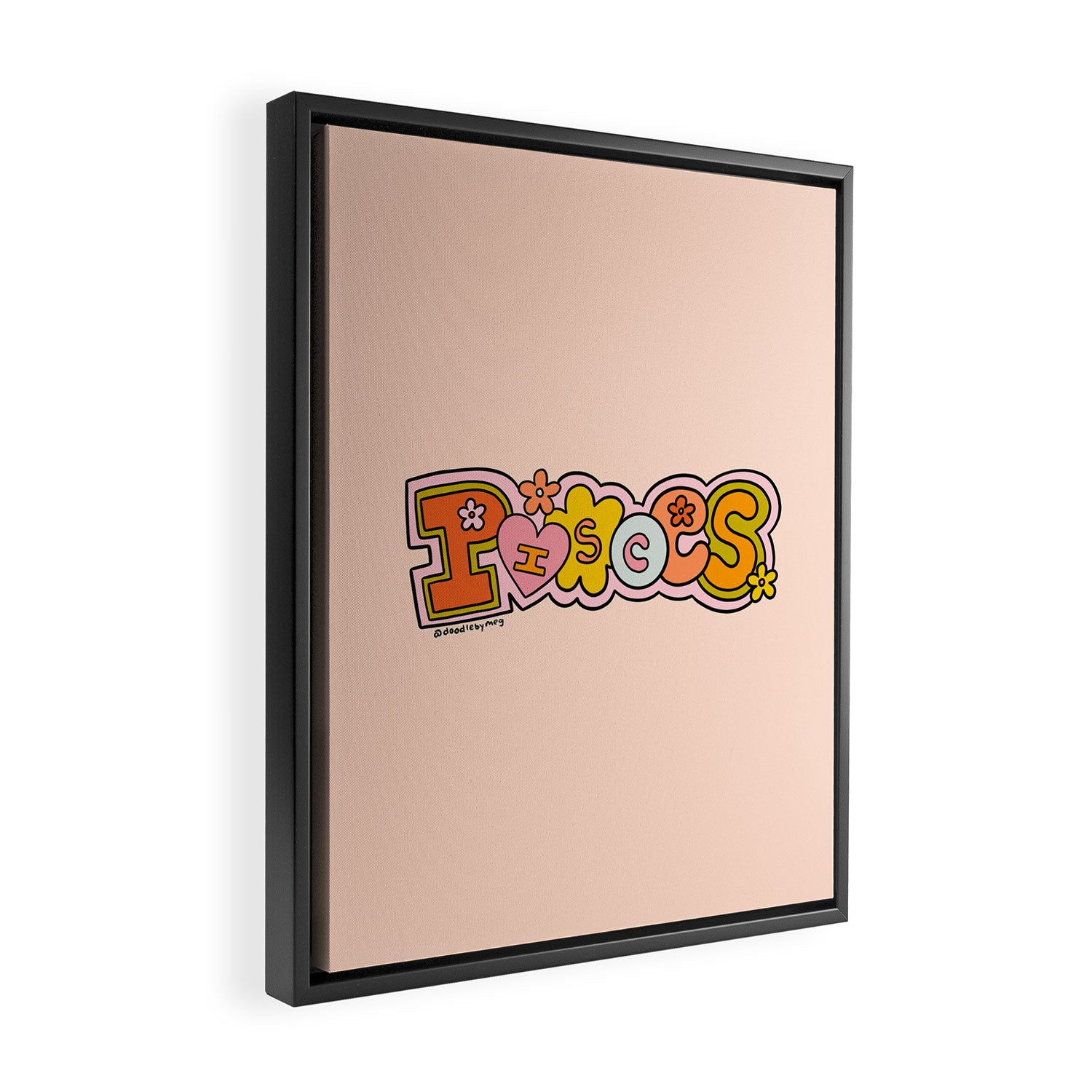 Pisces Doodle Letters Framed Canvas Print Gallery Image 2