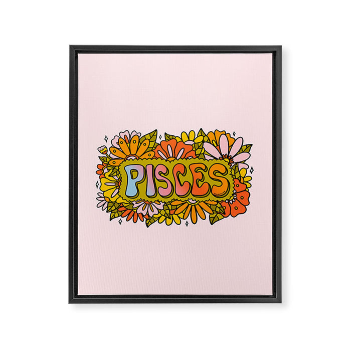 Pisces Flowers Framed Canvas Print Gallery Image 1