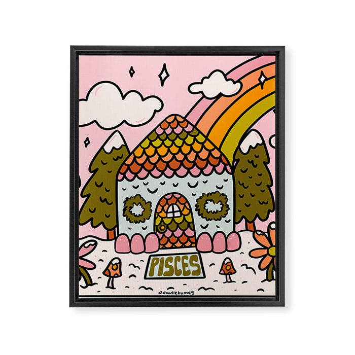 Pisces Gingerbread House Framed Canvas Print Gallery Image 1