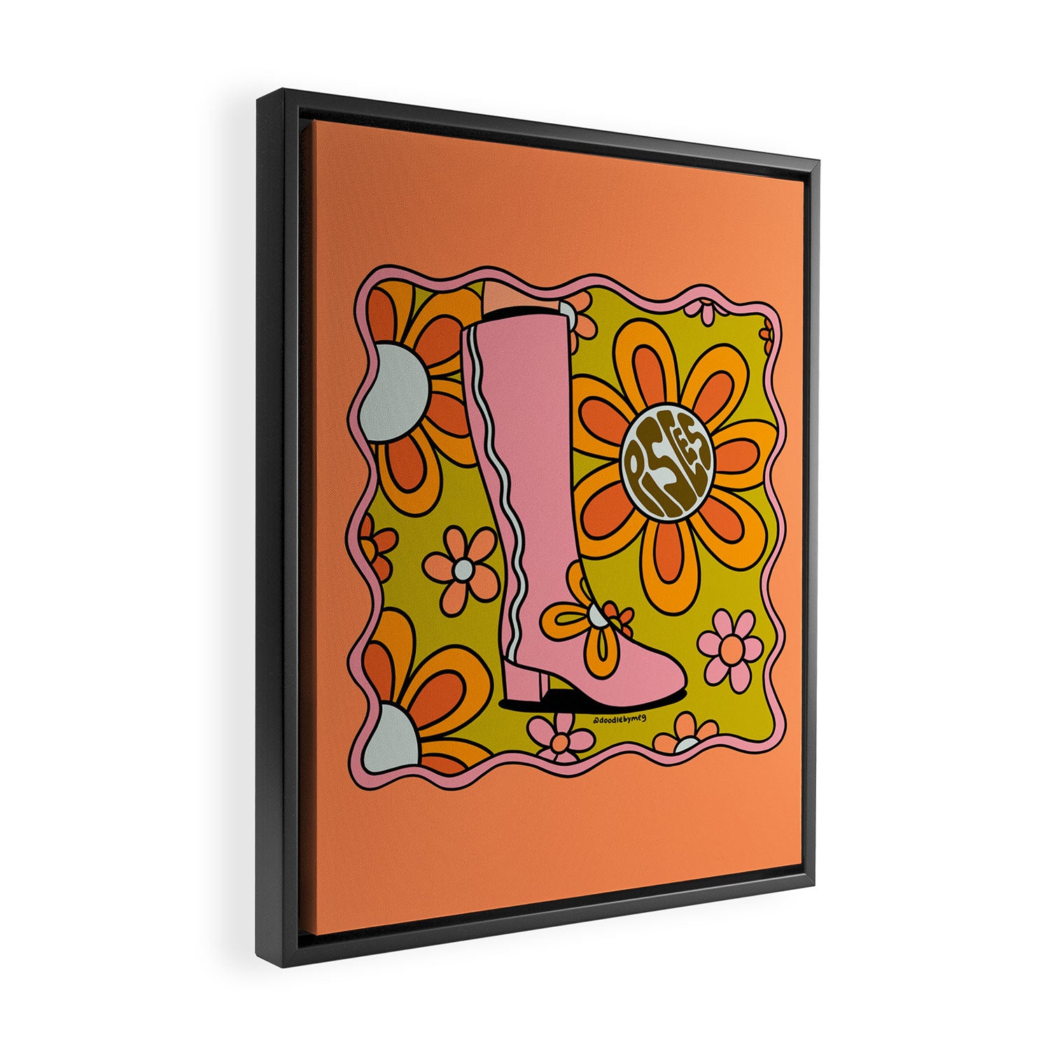 Pisces Groovy Boots Framed Canvas Print Gallery Image 2