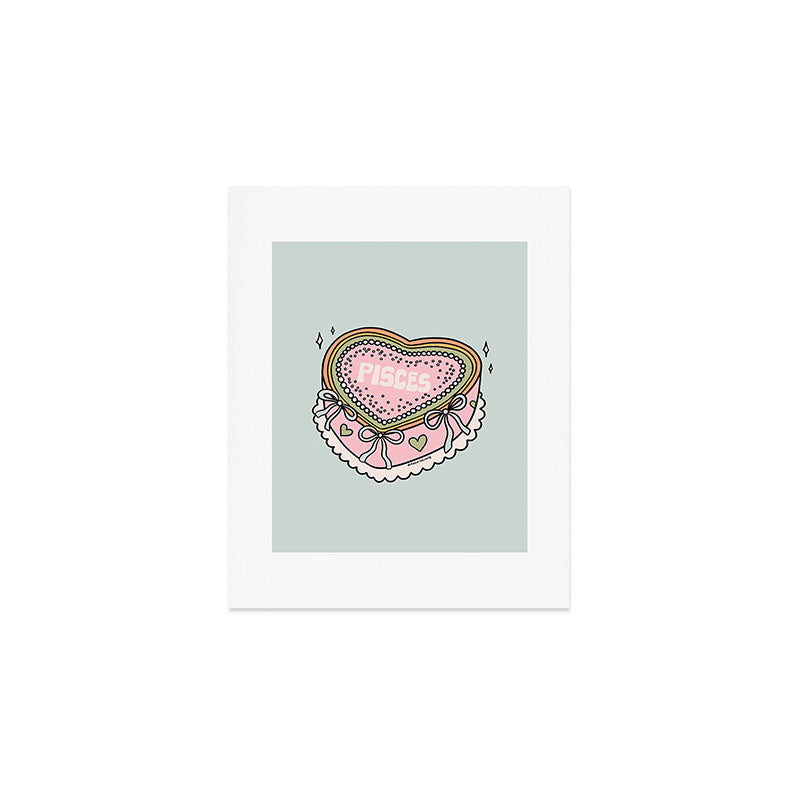 Pisces Heart Cake Art Print Gallery Image 1