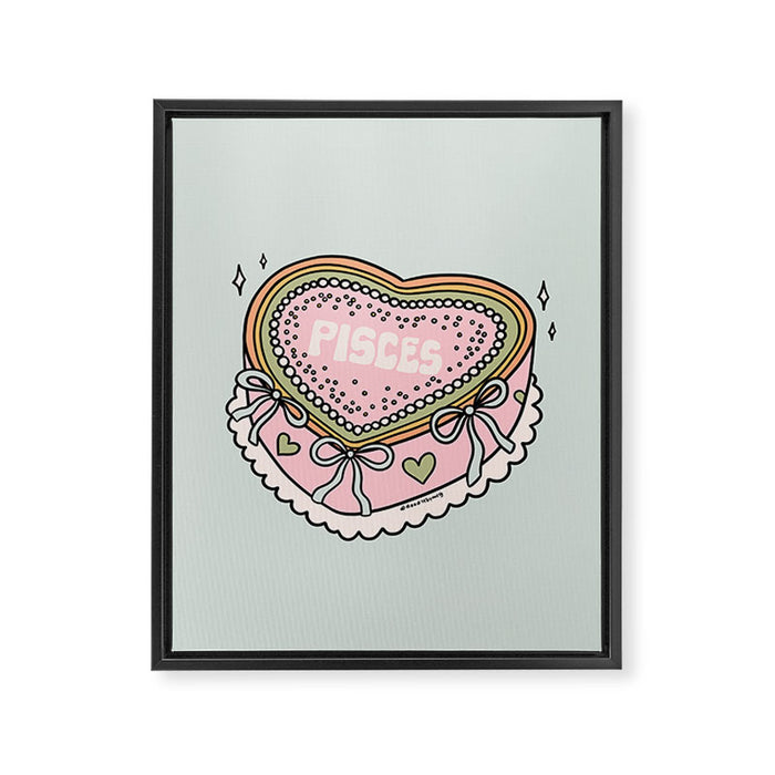 Pisces Heart Cake Framed Canvas Print Gallery Image 1