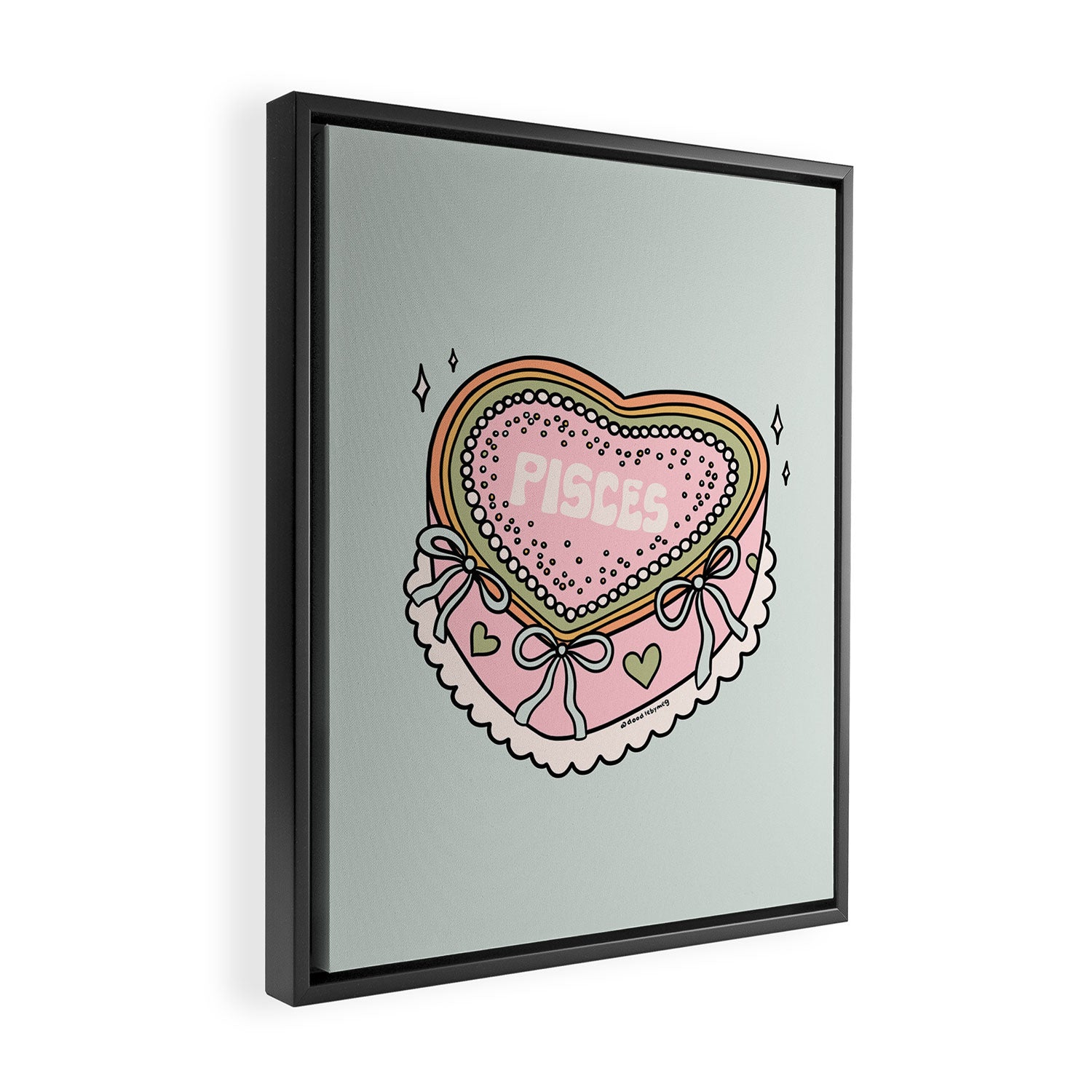 Pisces Heart Cake Framed Canvas Print Gallery Image 2