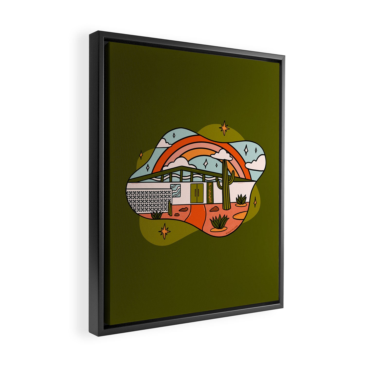 Pisces Mid Century House Framed Canvas Print Gallery Image 2